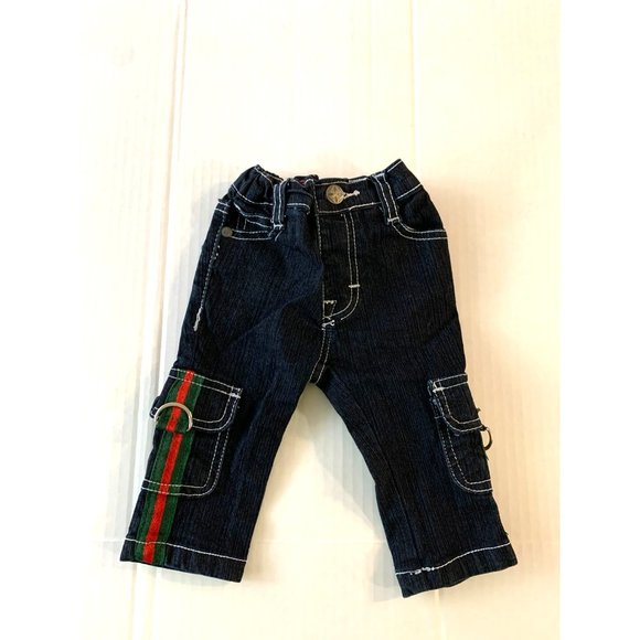 RL Royalty Boys infant Baby Size 3 6 months Jeans Cargo flap Back Pockets - Picture 2 of 3